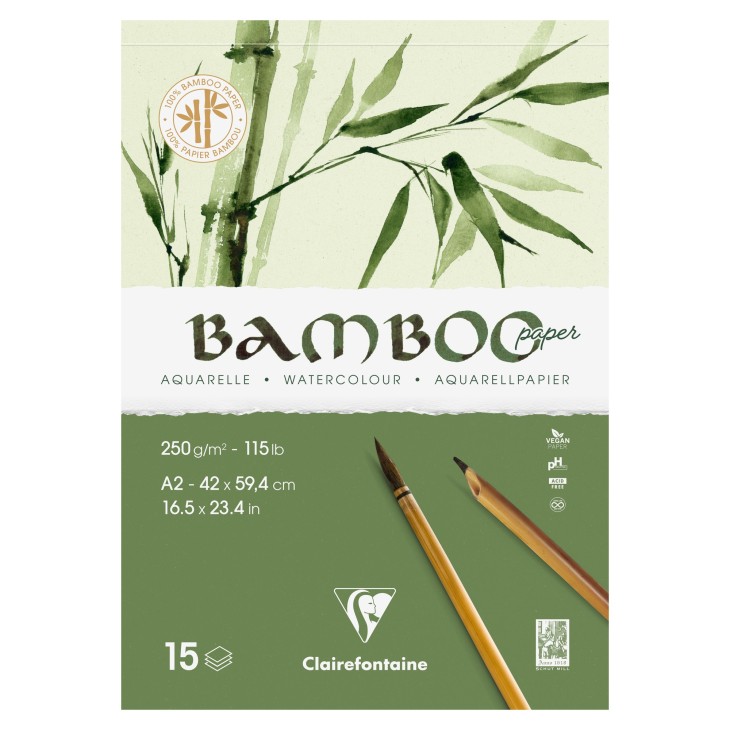 Bloc papier aquarelle Bamboo grain fin 250g