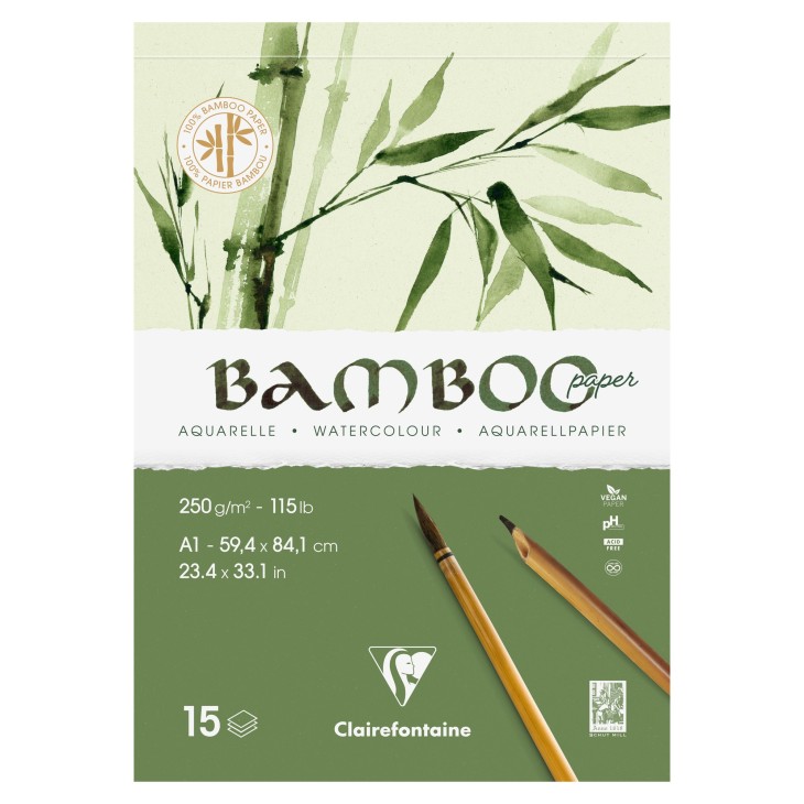 Bloc papier aquarelle Bamboo grain fin 250g