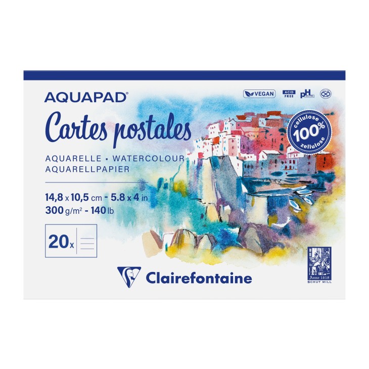 Cartes postales papier aquarelle Aquapad 300g