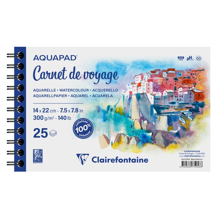 Carnet de voyage papier aquarelle Aquapad 300g