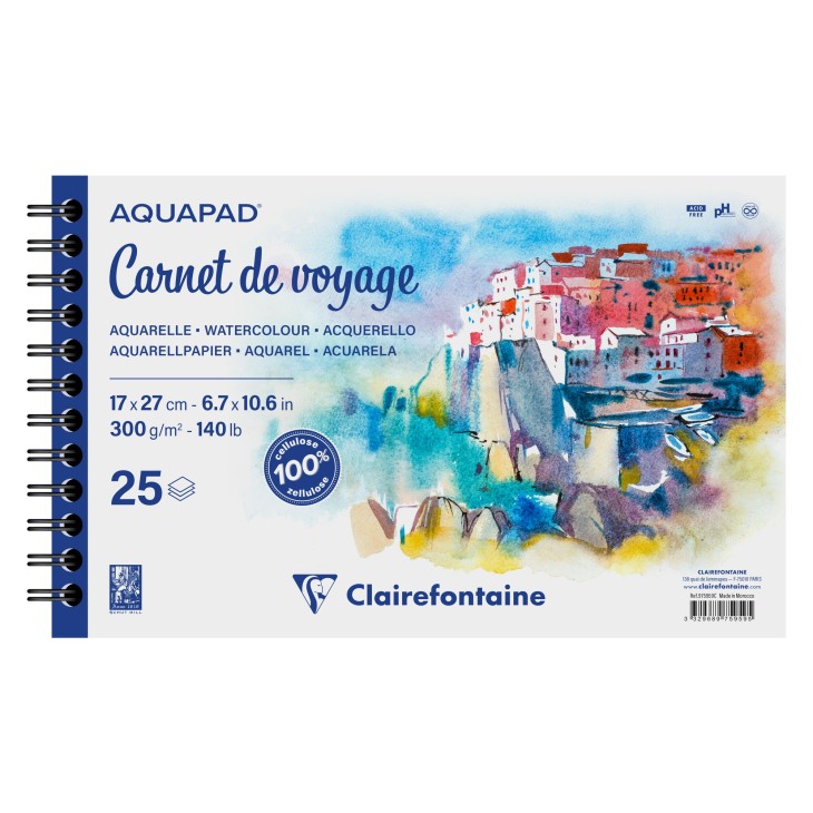 Carnet de voyage papier aquarelle Aquapad 300g