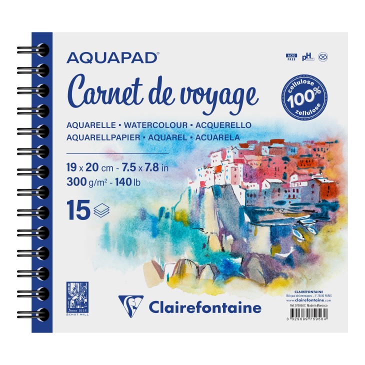 Carnet de voyage papier aquarelle Aquapad 300g