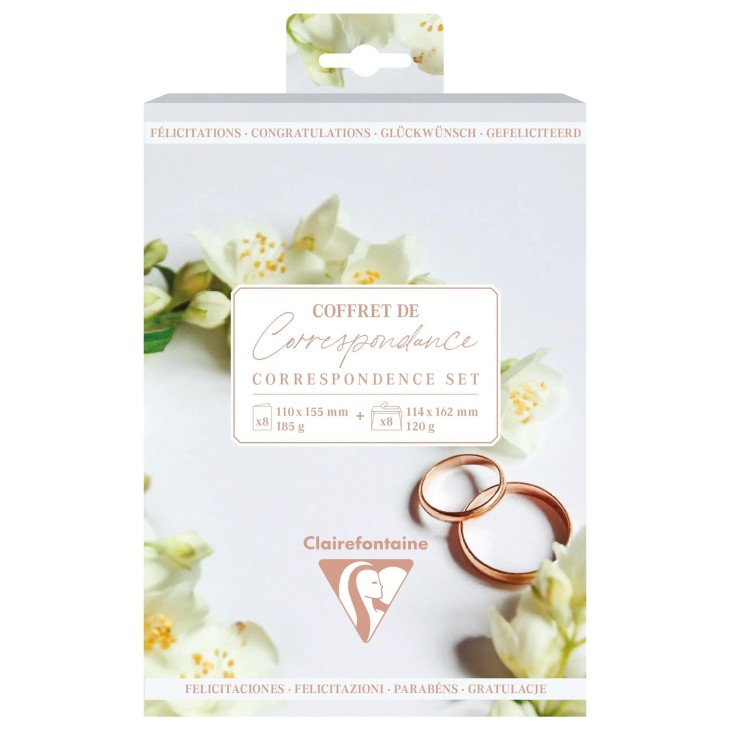 SET CORRESPONDANCE, 8 cartes + 8 env C6, Mariage