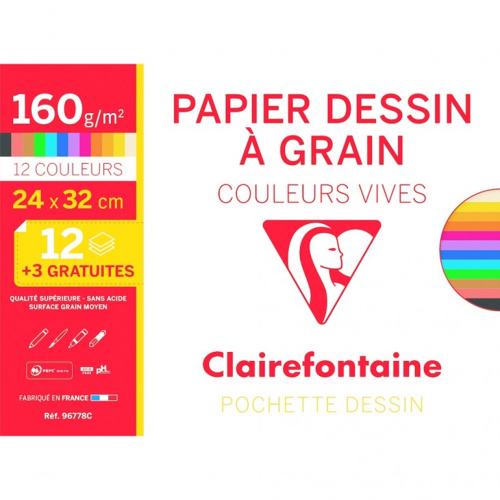 Papier A4 couleur 160 g Clairefontaine Trophée couleurs vives
