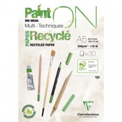 Bloc dessin A5 papier recyclé blanc PaintOn