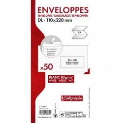 Enveloppes auto. adh. 110x220 80g. - Clairefontaine