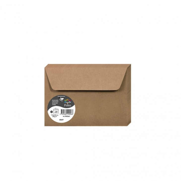 COLLECTION EUCALYPTUS, Paquet de 20 enveloppes imprimées Pollen 114x162mm  120g/m2 - Vert 2/ Pce