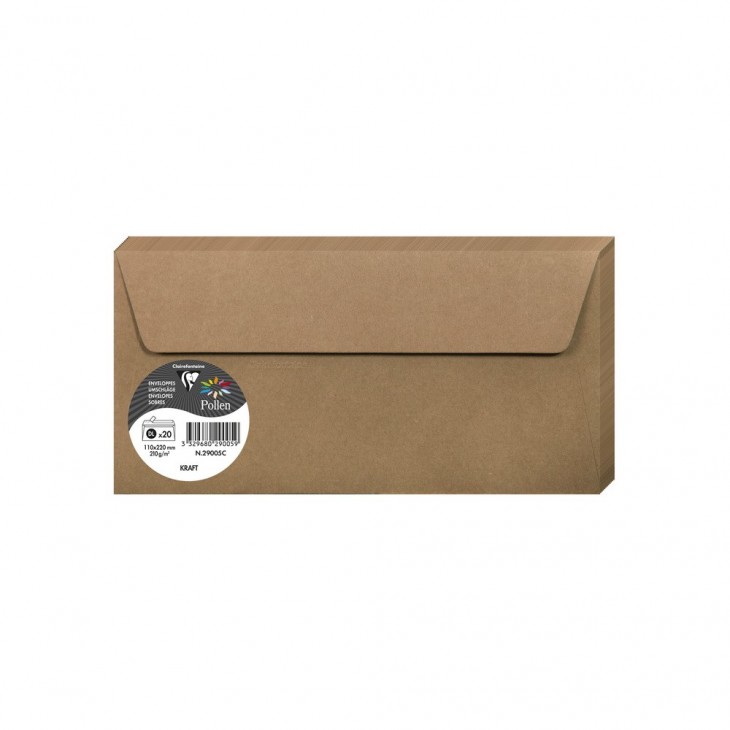 Paquet de 20 enveloppes Pollen 110x220mm 120g/m2. - Clairefontaine