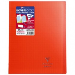 Cahier Koverbook Polypro Rouge CLAIREFONTAINE 24x32 96p Grands Carreaux  Séyès 90g avec marque-pages : Chez Rentreediscount Fournitures scolaires