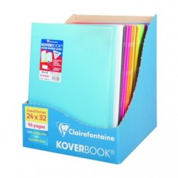 Cahier Koverbook Polypro Bleu CLAIREFONTAINE 24x32 96p Grands Carreaux  Séyès 90g avec marque-pages : Chez Rentreediscount Fournitures scolaires