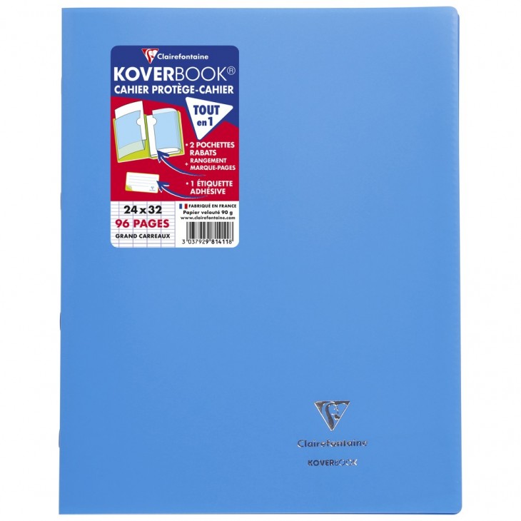 Clairefontaine 951414C Un Cahier Agrafé Koverbook Rouge - 17x22 cm - 96  Pages Grands Carreaux - Papier Blanc 90 g - Couverture Opaque Polypro  Recyclé : : Fournitures de bureau