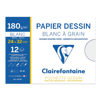 Pochette Papier Dessin à Grain blanc 10 feuilles A3 180g - Papiers